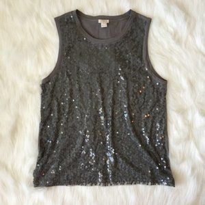 J. Crew Sequin gray tissue tank- Size S